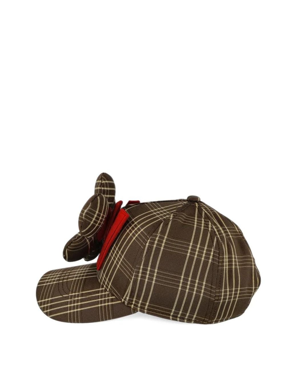 Walter Van Beirendonck Brown Check-Pattern Flower-Detail Baseball Cap for men
