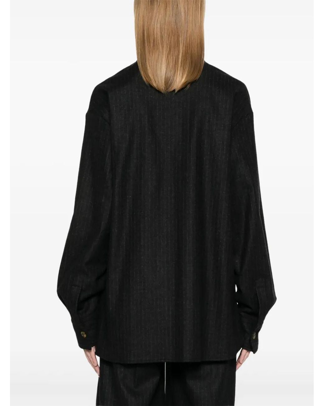 LE SULLY STUDIO Black Pinstriped Overshirt