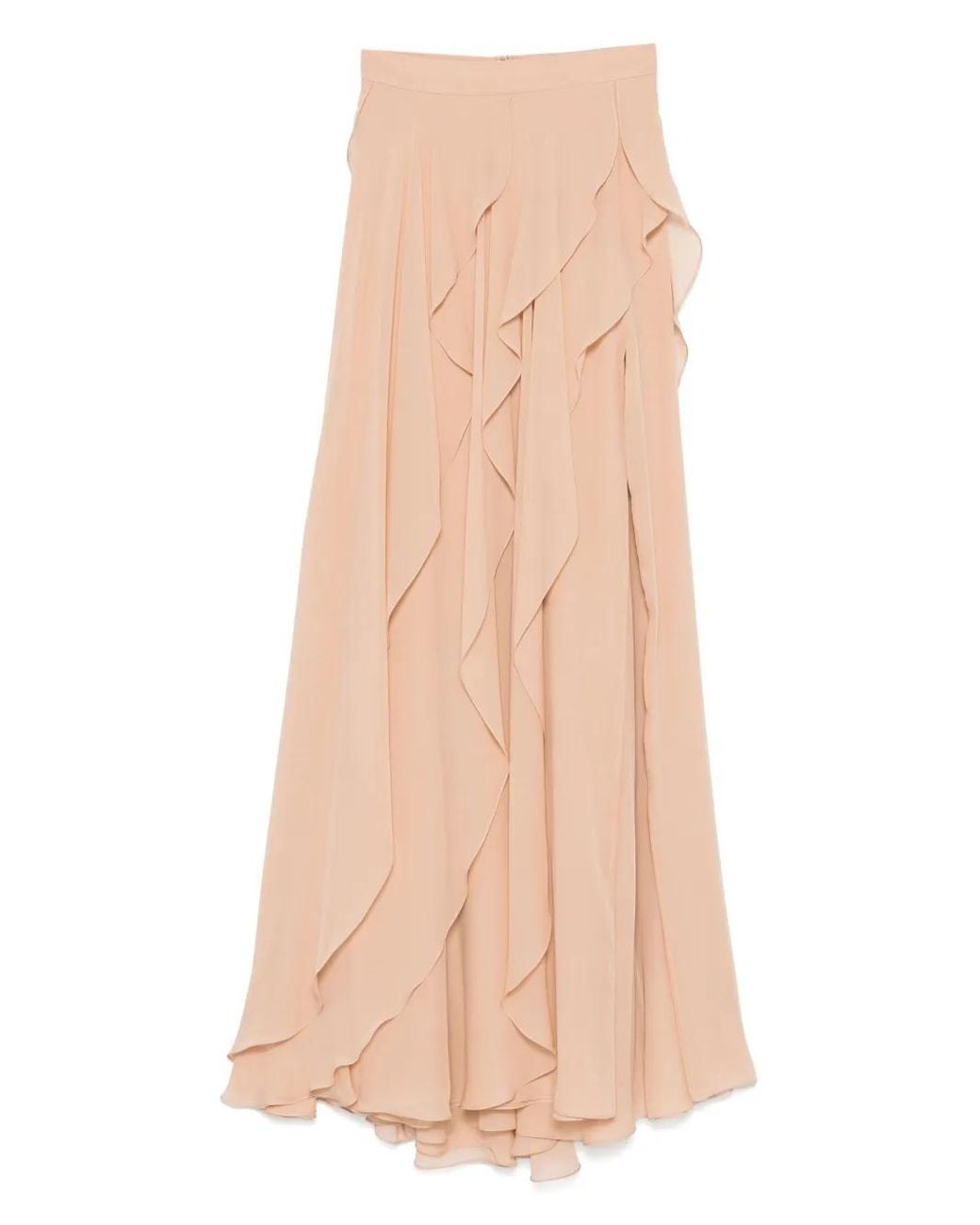 Elie Saab Natural Silk Midi Skirt