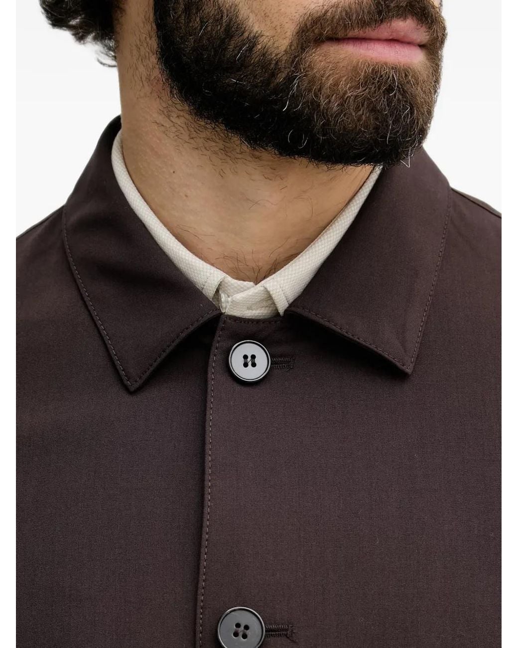 Sisley Brown Button-Up Collared Jacket for men
