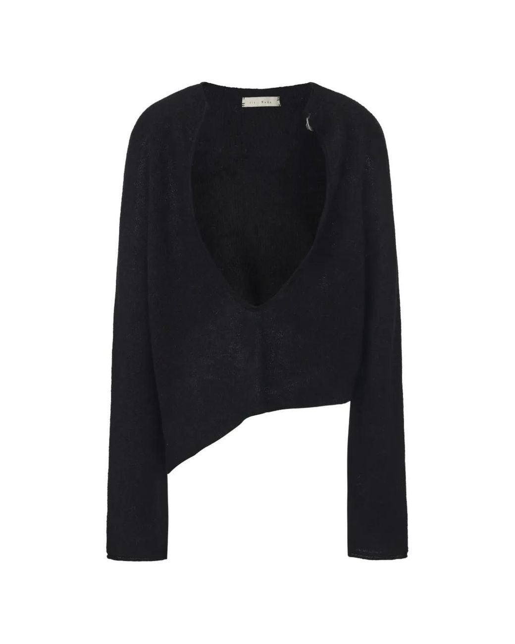 ili node Black Michelle Asymmetric V-Neck Sweater