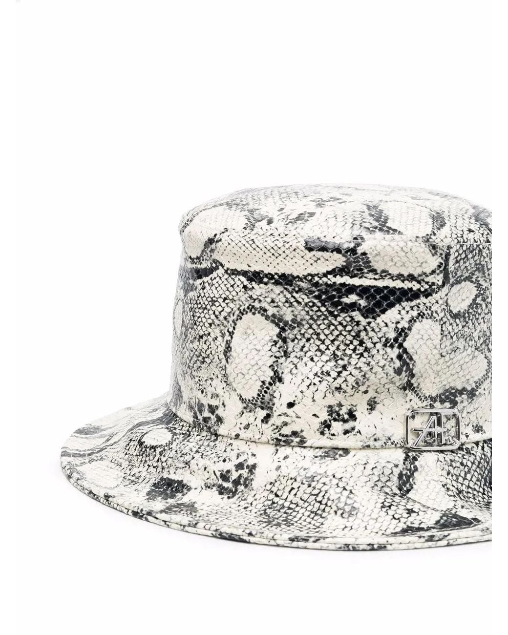 Alberta Ferretti Metallic Python-Print Leather Hat