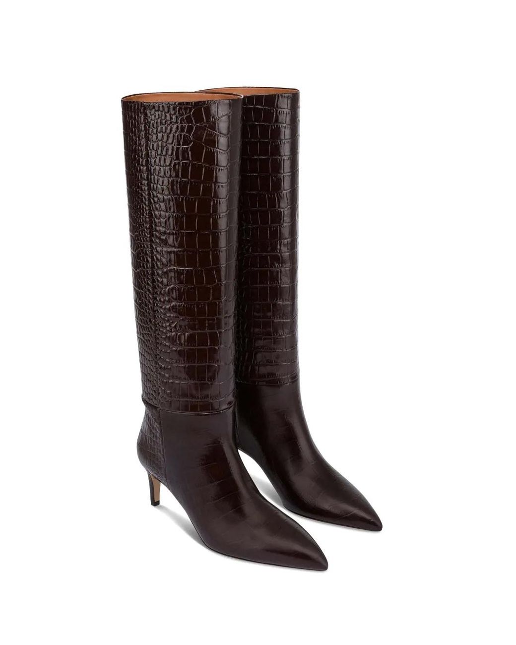 Paris Texas Brown Crocodile-Effect Leather Boots