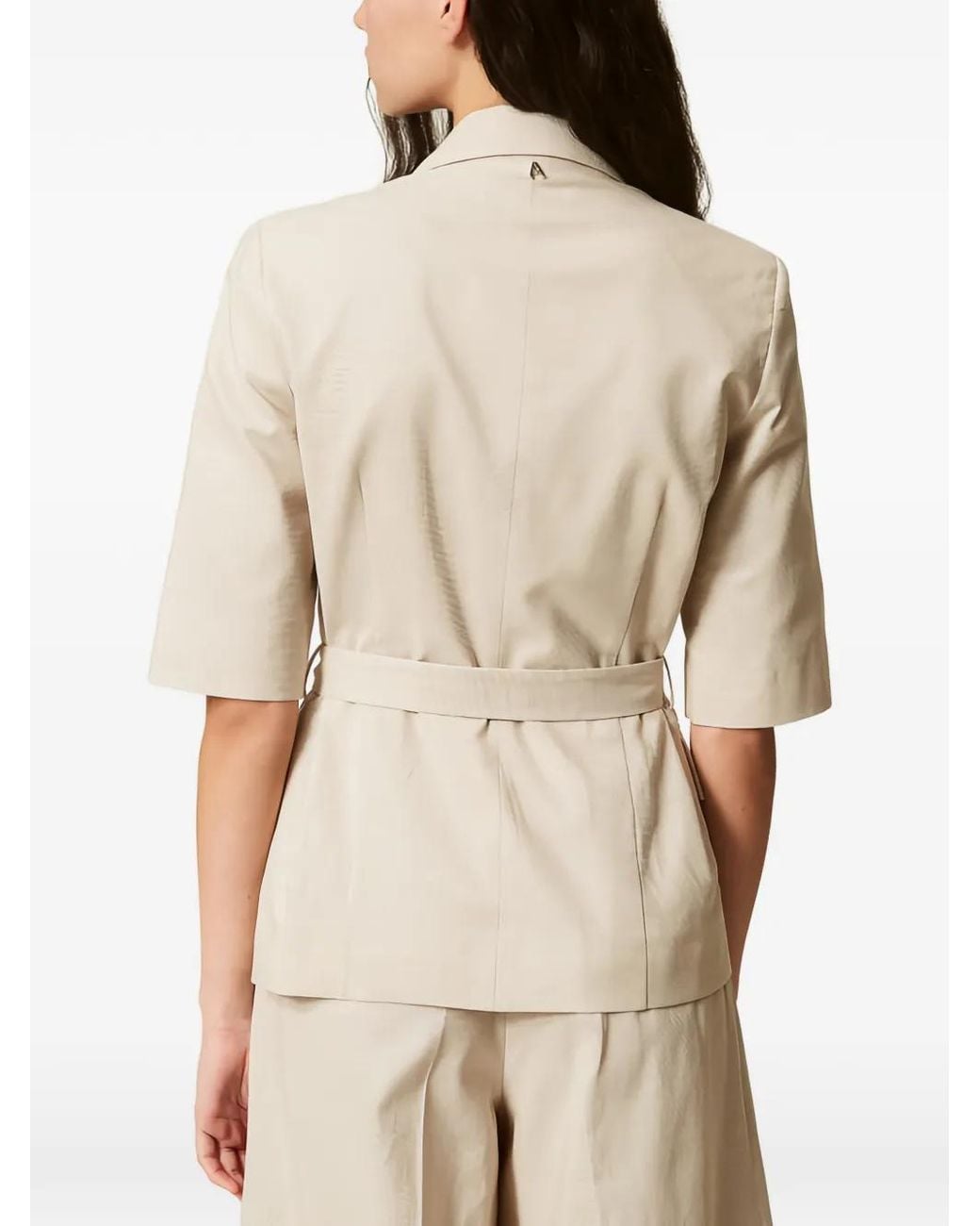Twinset Natural Short-Sleeve Belted Blazer