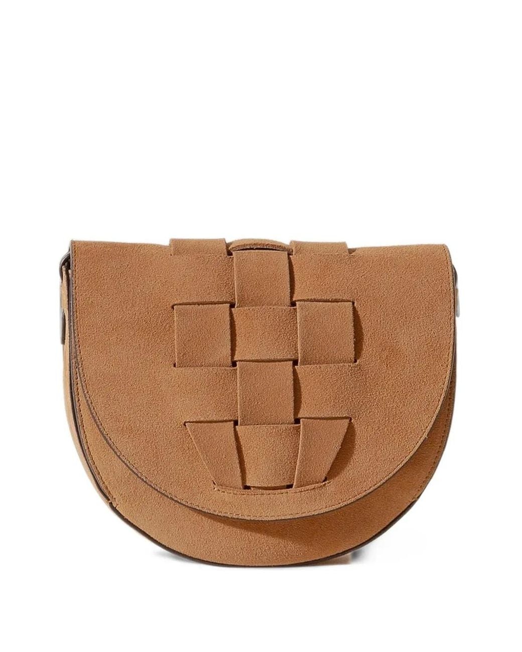 Hereu Brown Sinia Interwoven Suede Cross Body Bag