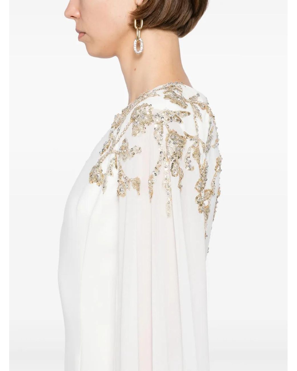 Saiid Kobeisy White Embellished-Crepe Kaftan Dress