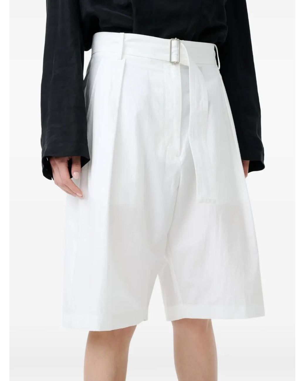 Studio Nicholson White Creon Belted Pleated Shorts
