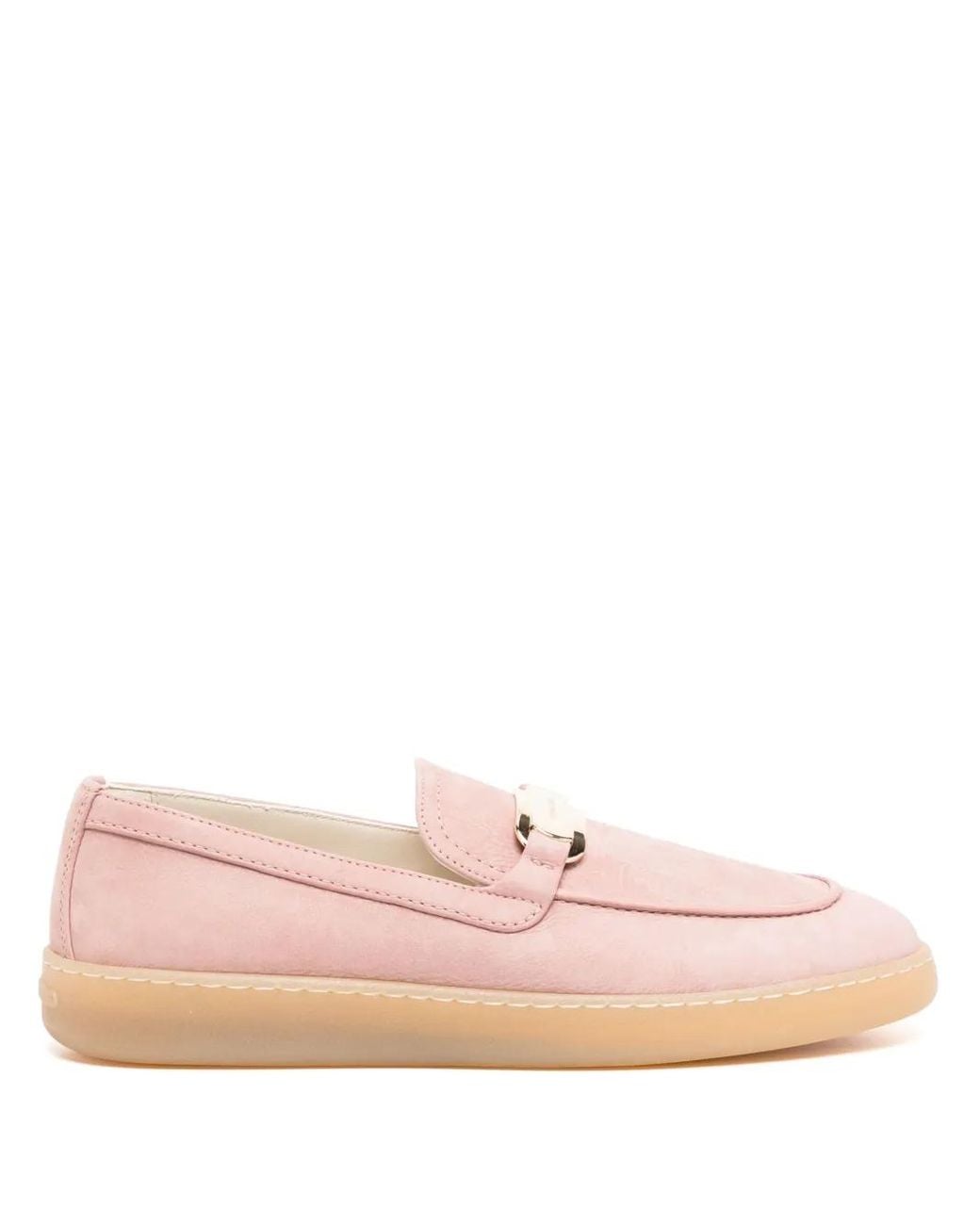 Ferragamo Pink Suede Loafers