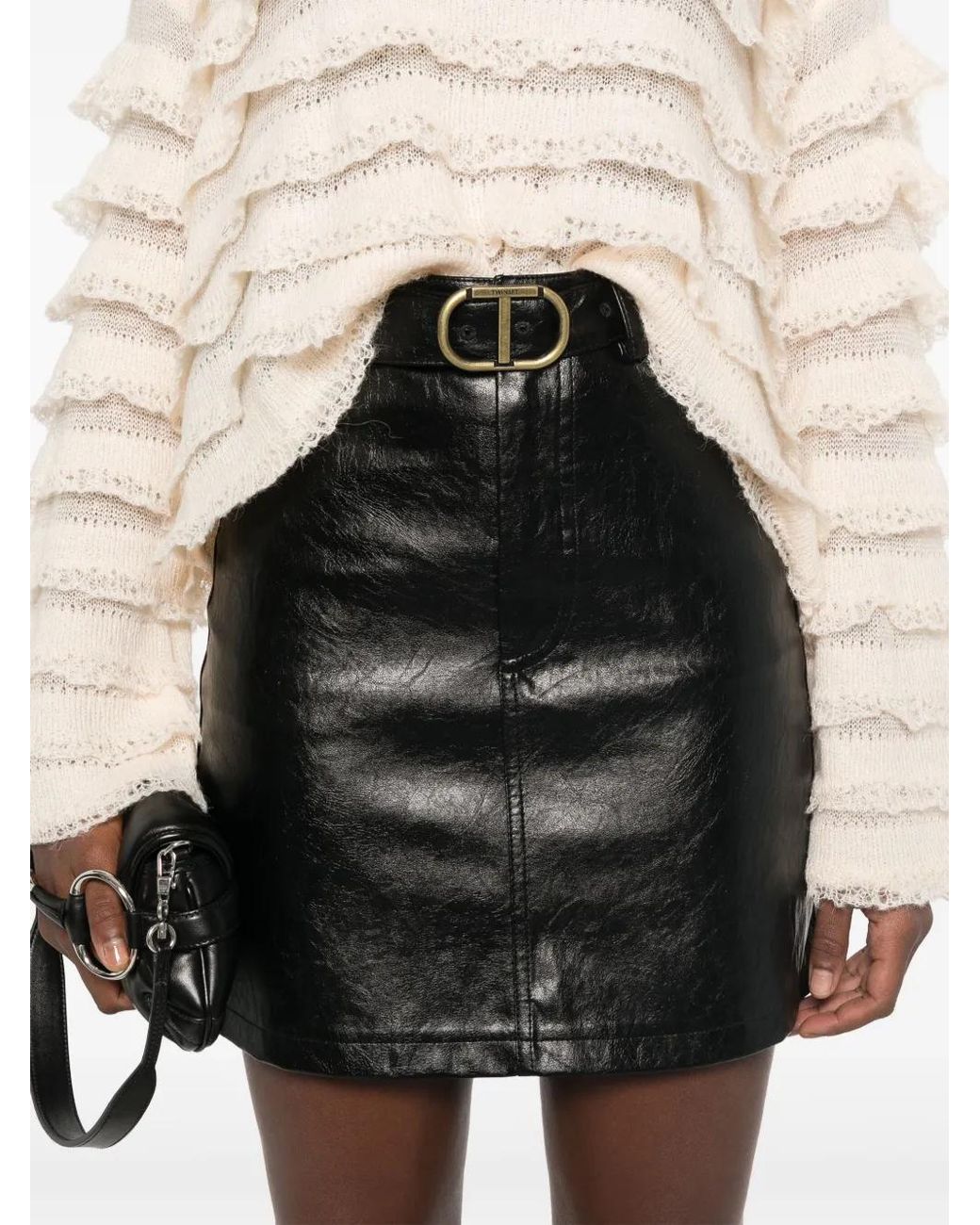 Twinset Black Belted Mini Skirt