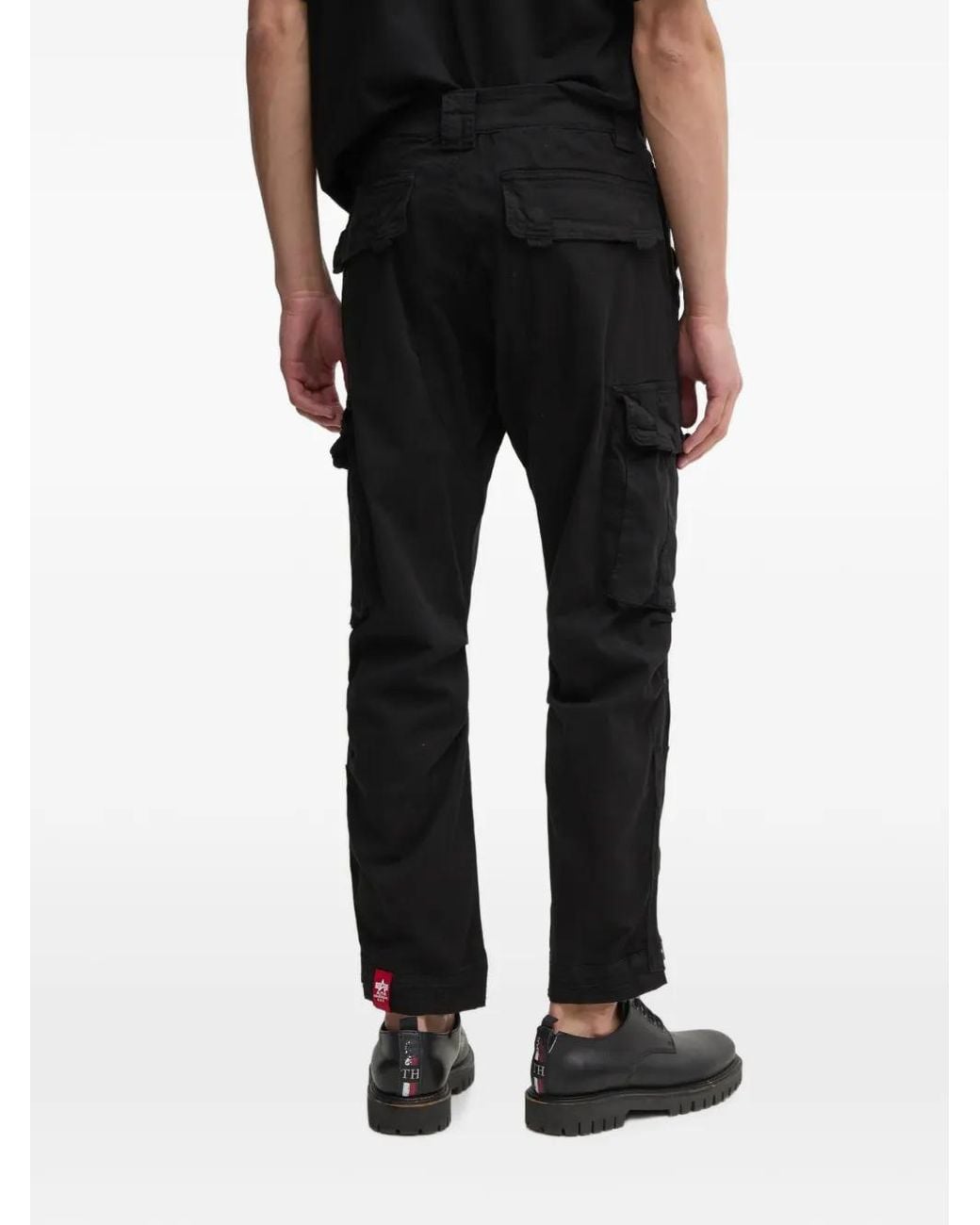 Alpha Industries Black Task Force Zip-Detail Trousers for men