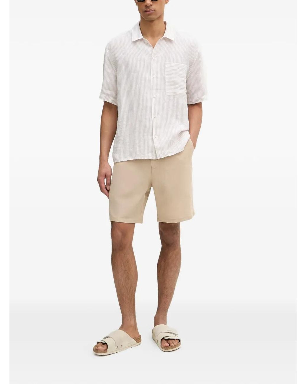 Trussardi Natural Striped Short-Sleeve Shirt for men