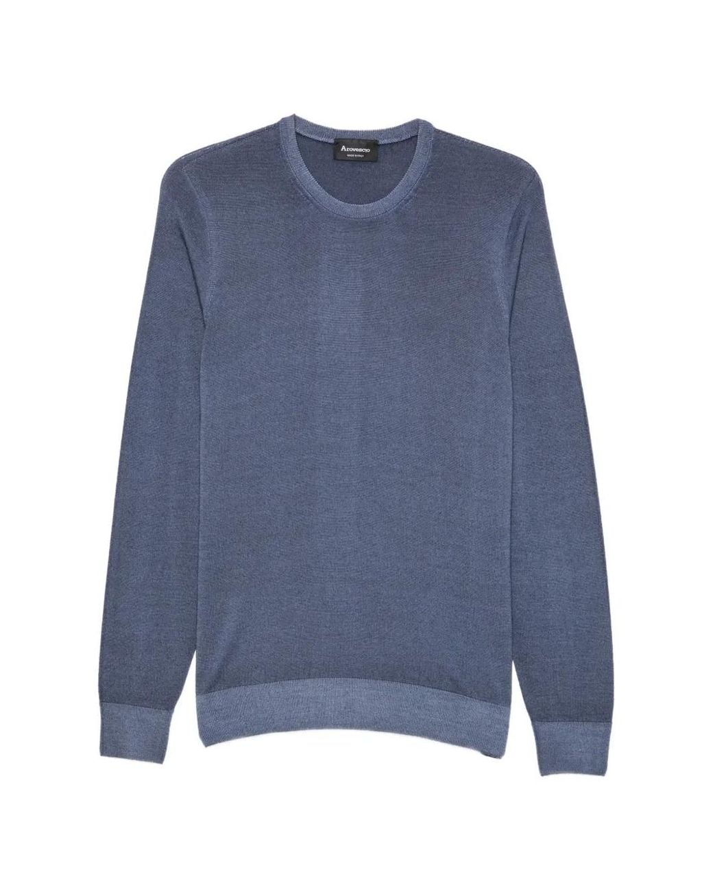 AROVESCIO Blue Fine-Knit Crew-Neck Sweater for men