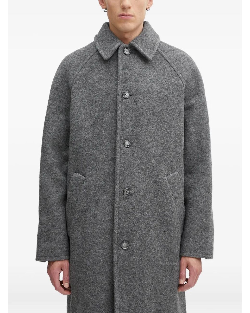 A.P.C. Gray Button-Fastening Collar Coat for men