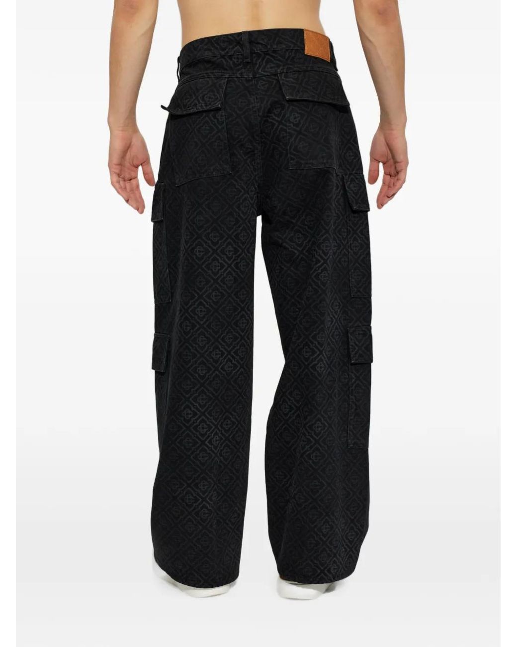 Casablanca Black Monogram Cargo Denim Jeans for men
