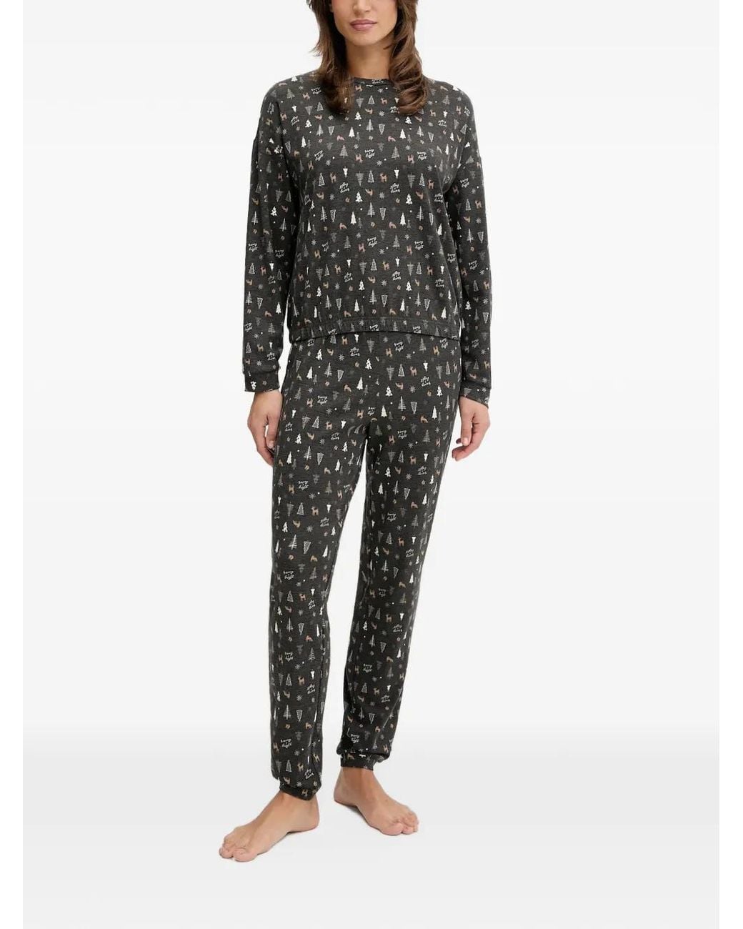 Benetton Black Christmas-Print Pajamas