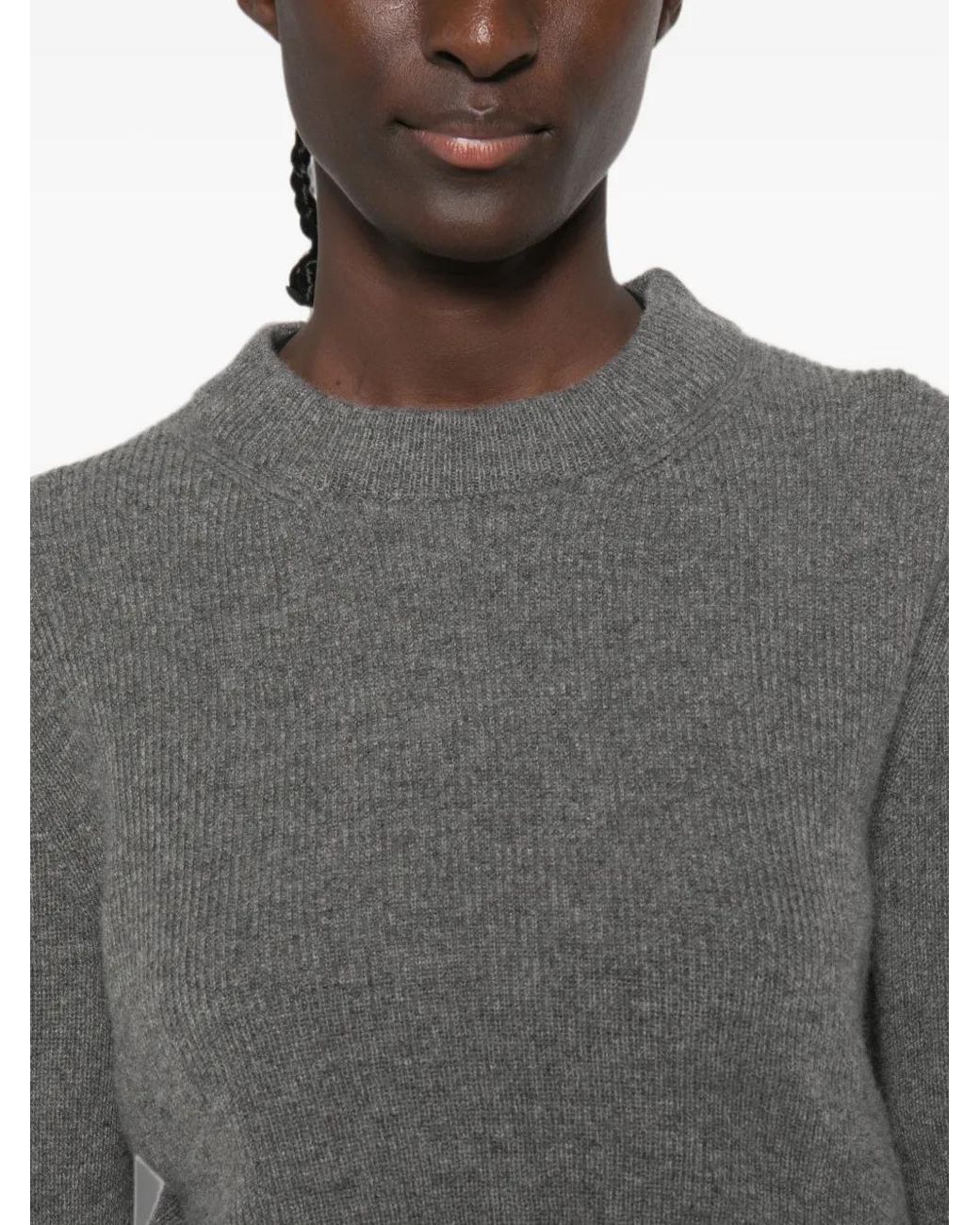 Malo Gray Ribbed-Knit Cropped Sweater