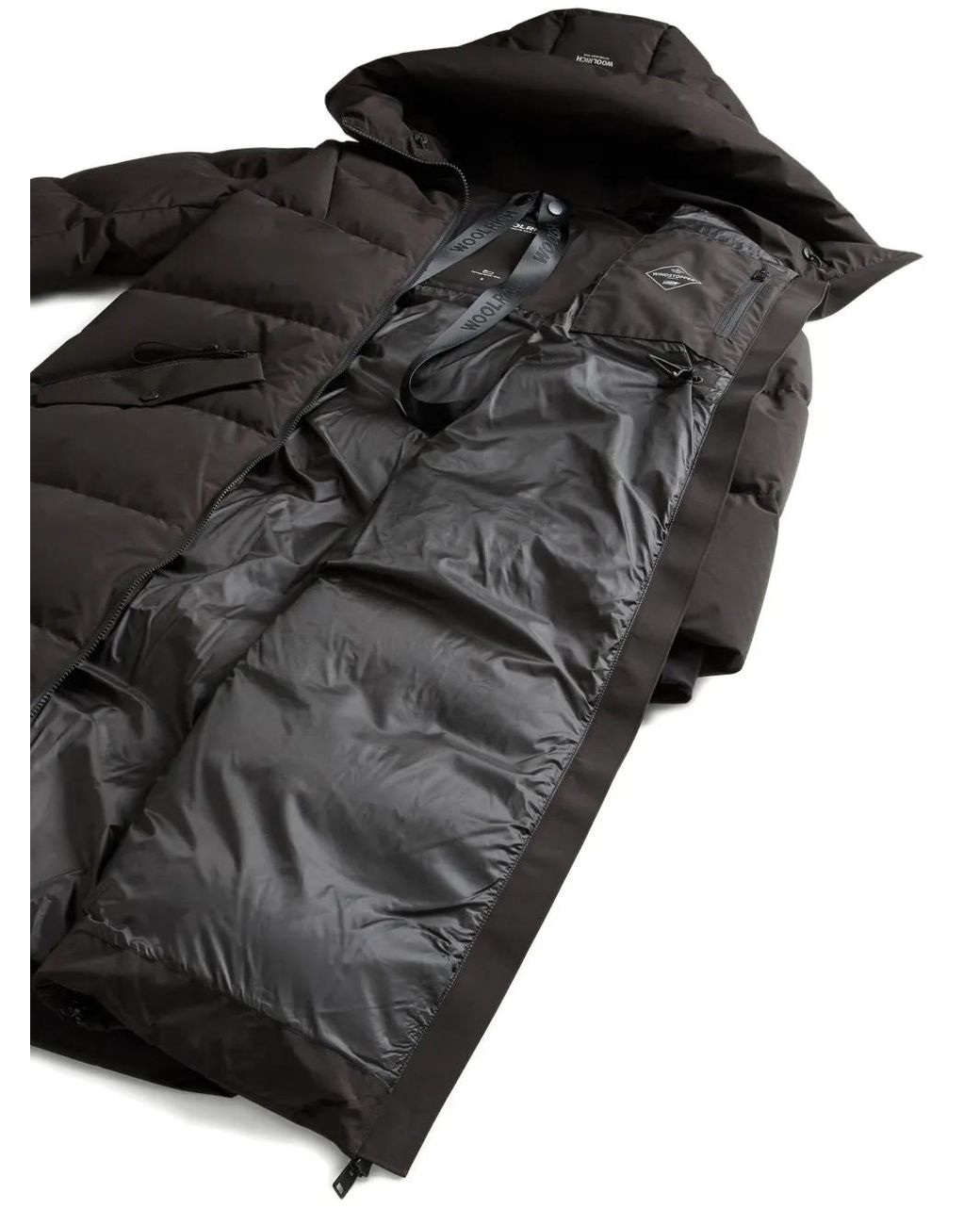 Woolrich Black Hooded Quilted Coat