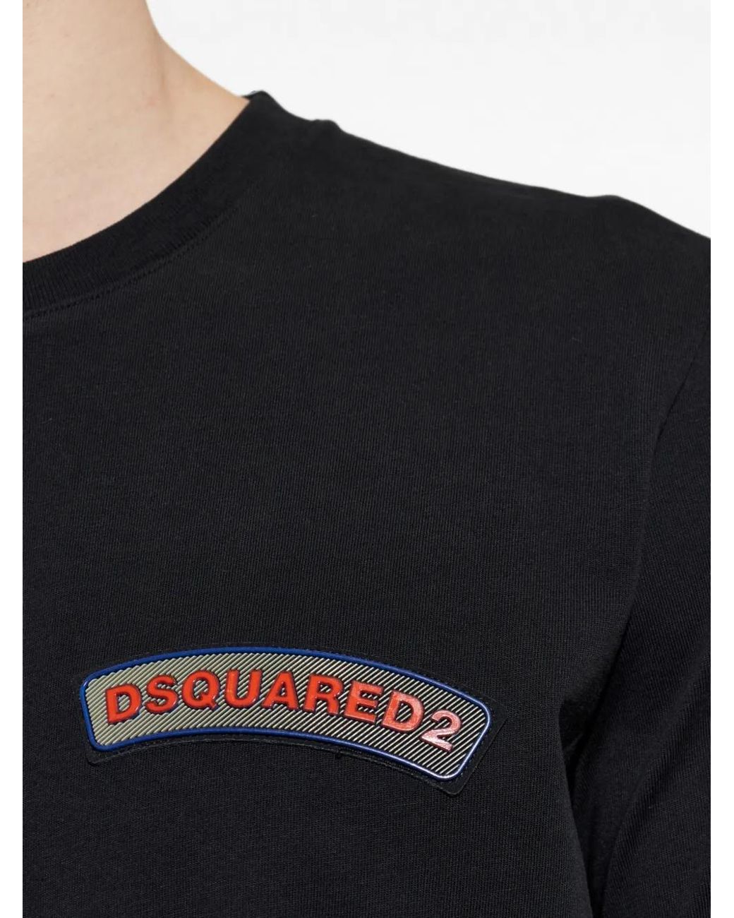 DSquared² Black Logo-Patch T-Shirt for men