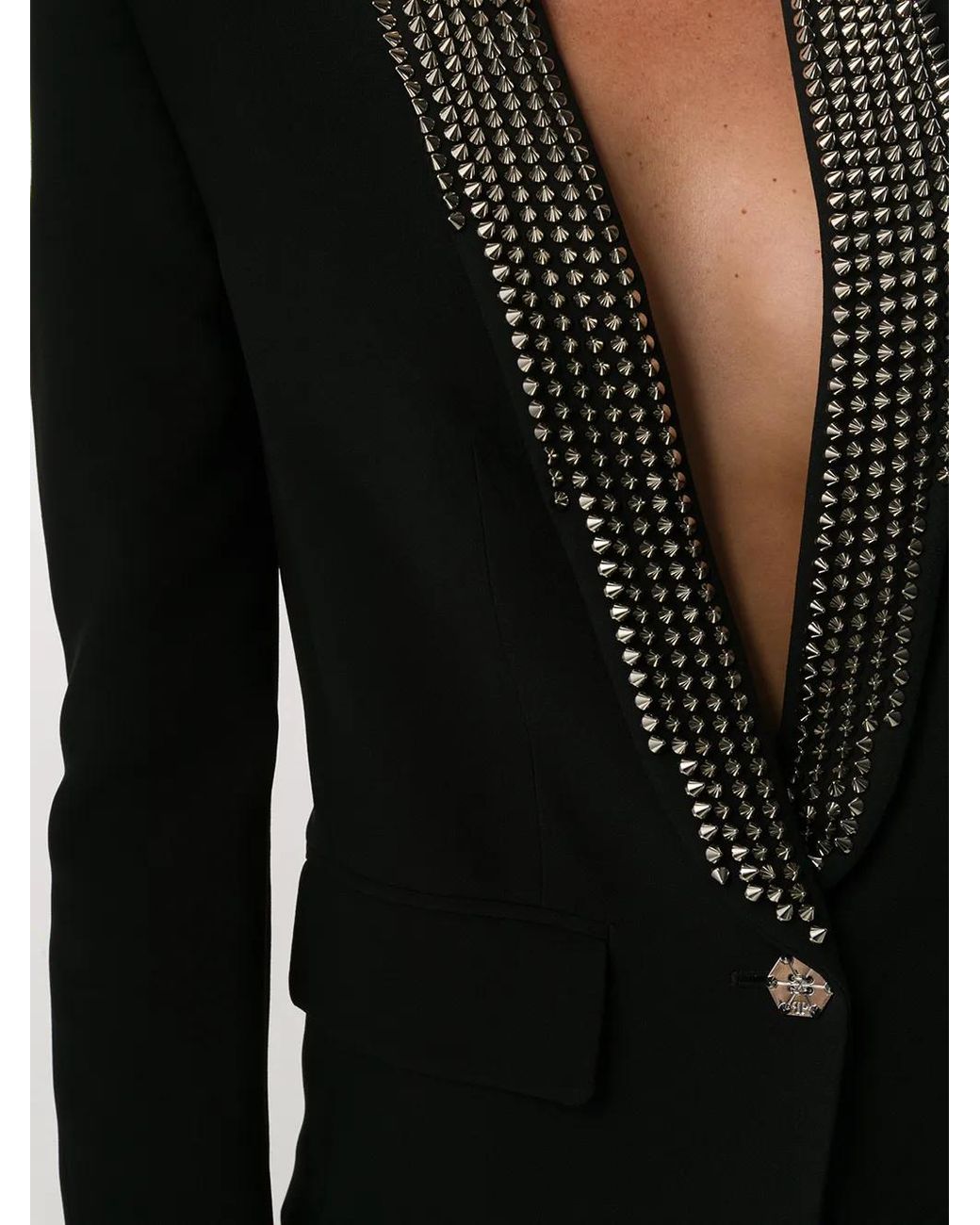 Philipp Plein Black Spike-Studded Blazer