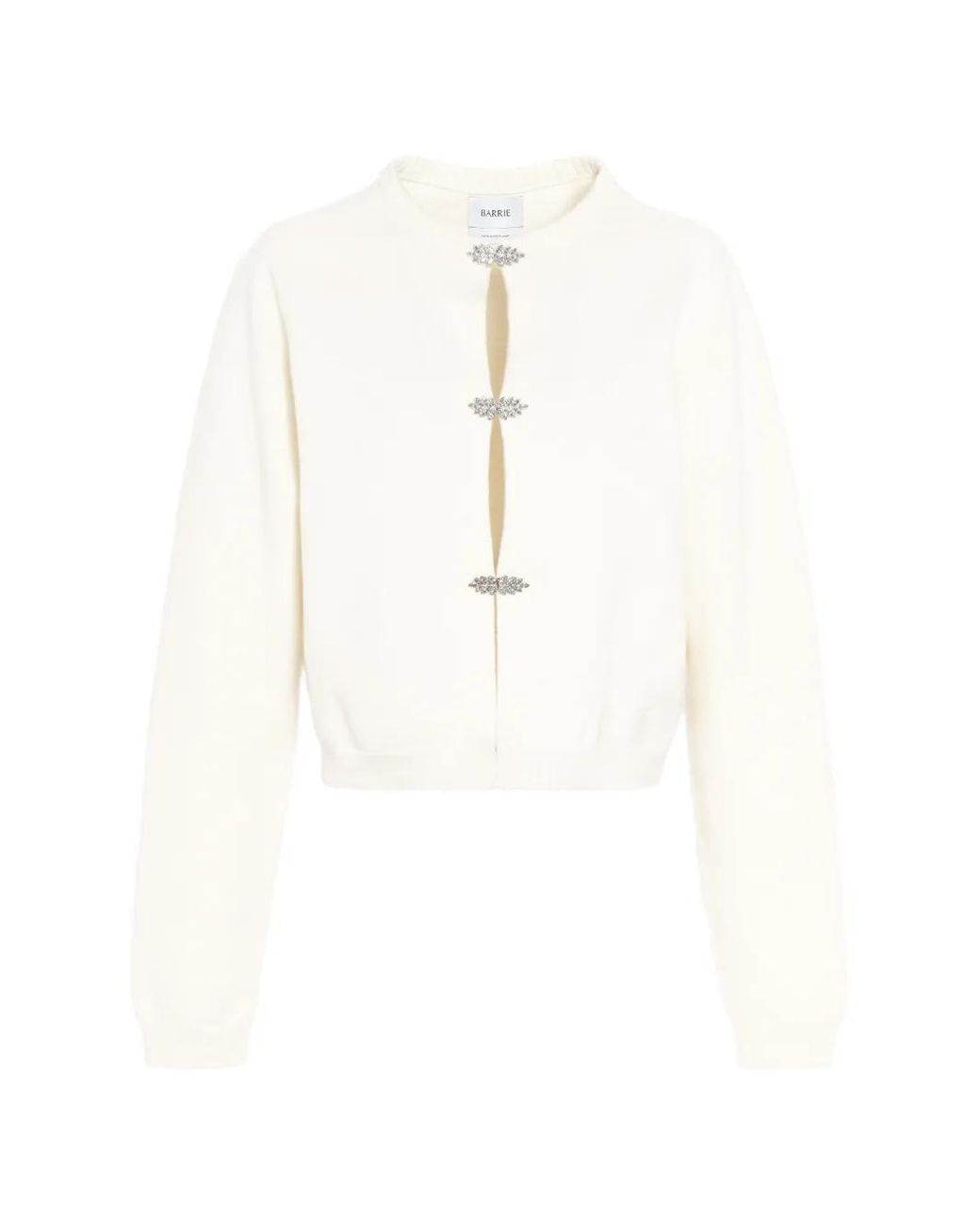 Barrie White Gem-Embellished Cashmere Cardigan