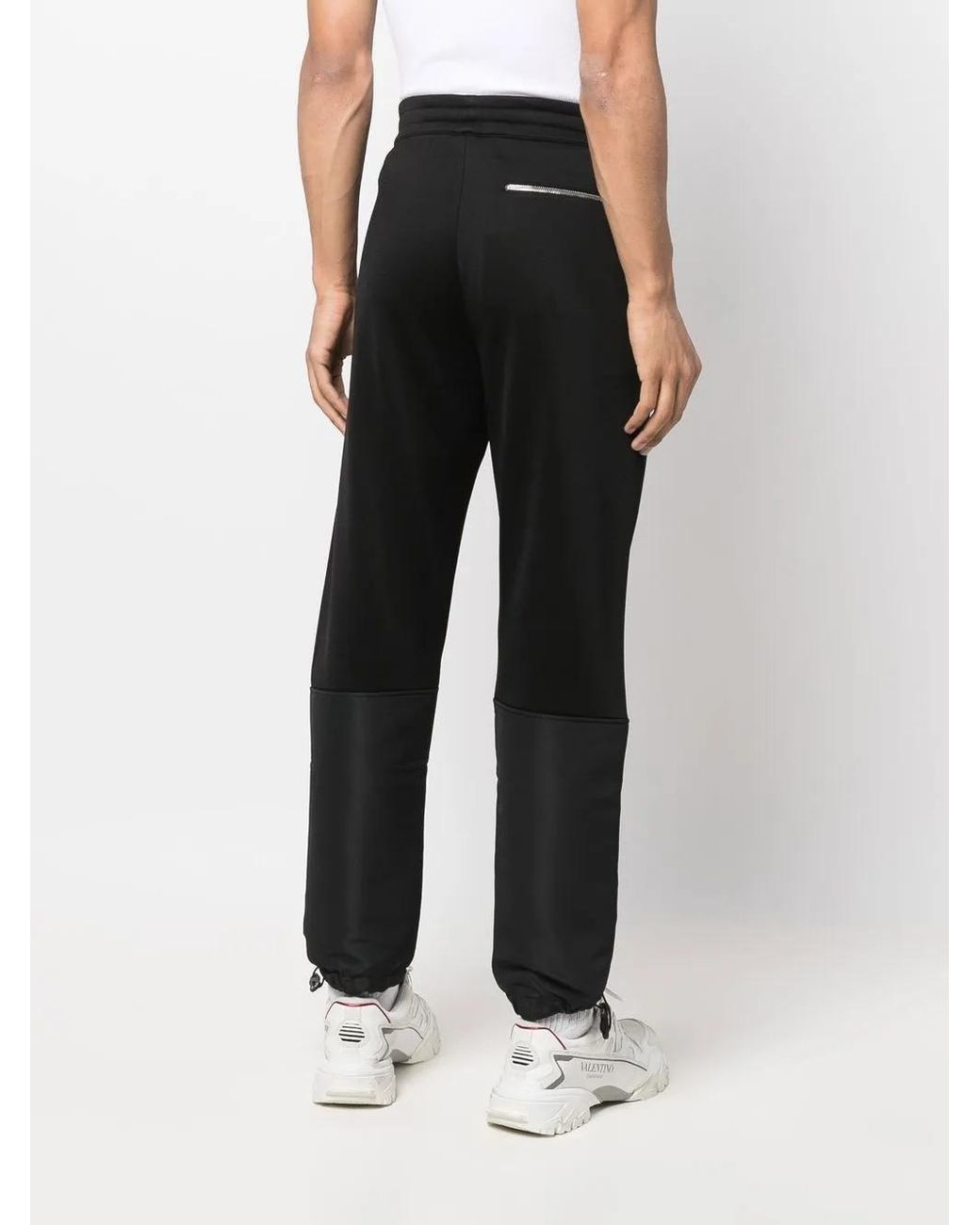 McQueen Black Panelled Tapered Track Pants for men