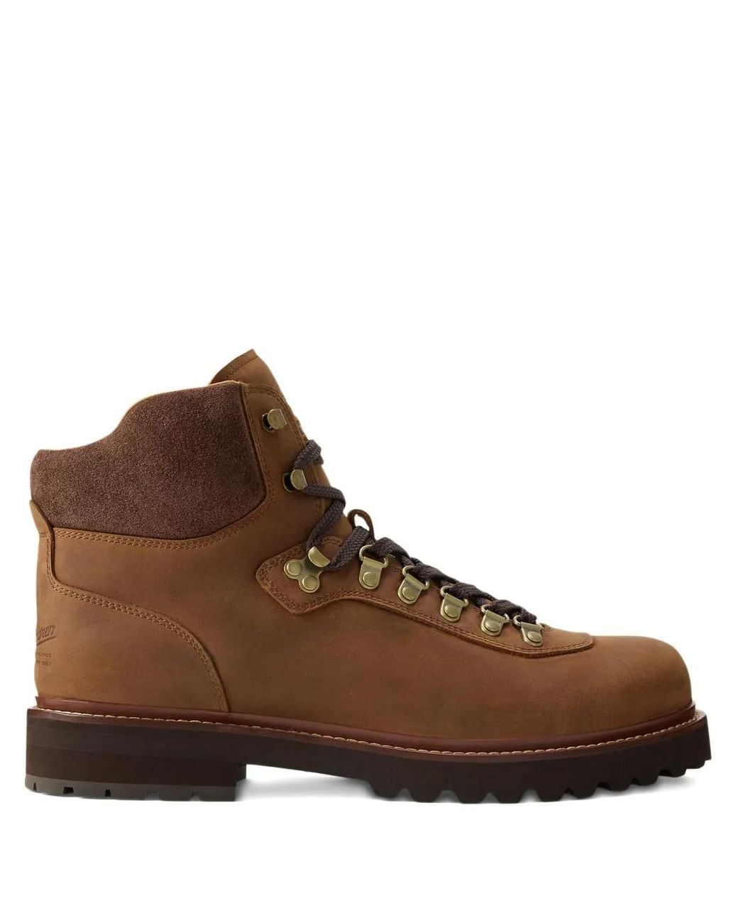 Polo Ralph Lauren Brown Lite Boots Mid-Cut Padded Suede Collar Leather Ankle Boots for men
