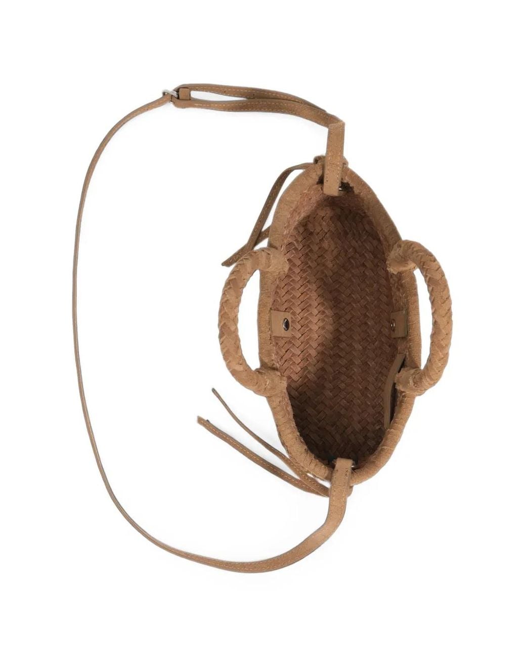 Bimba Y Lola Brown Small Camel Plaited Suede Crossbody Bag
