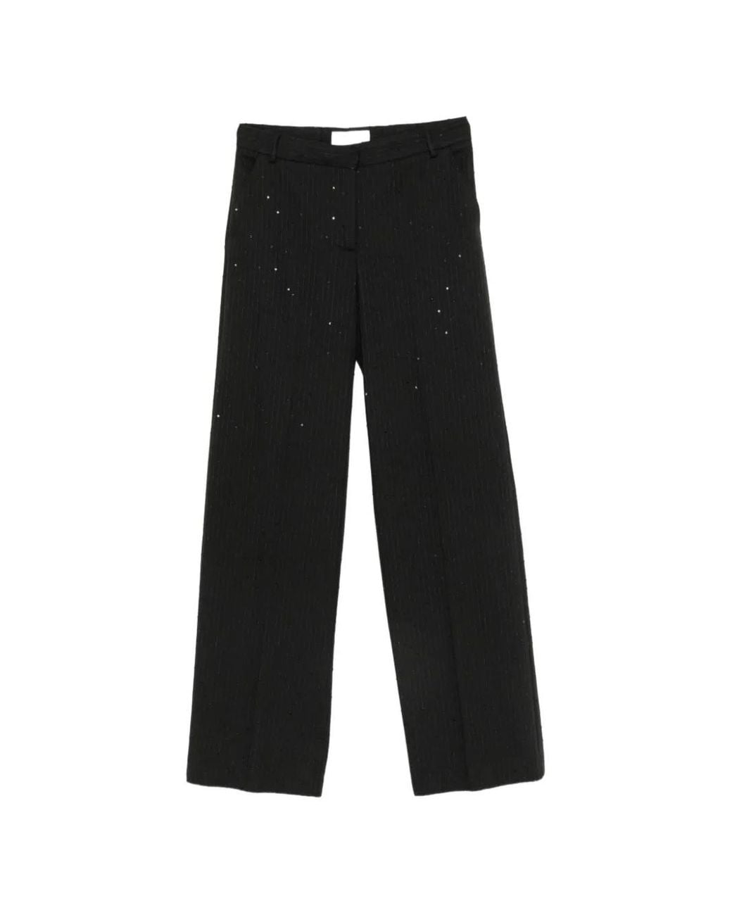 Ermanno Scervino Black Sequin-Embellished Pinstripe Trousers