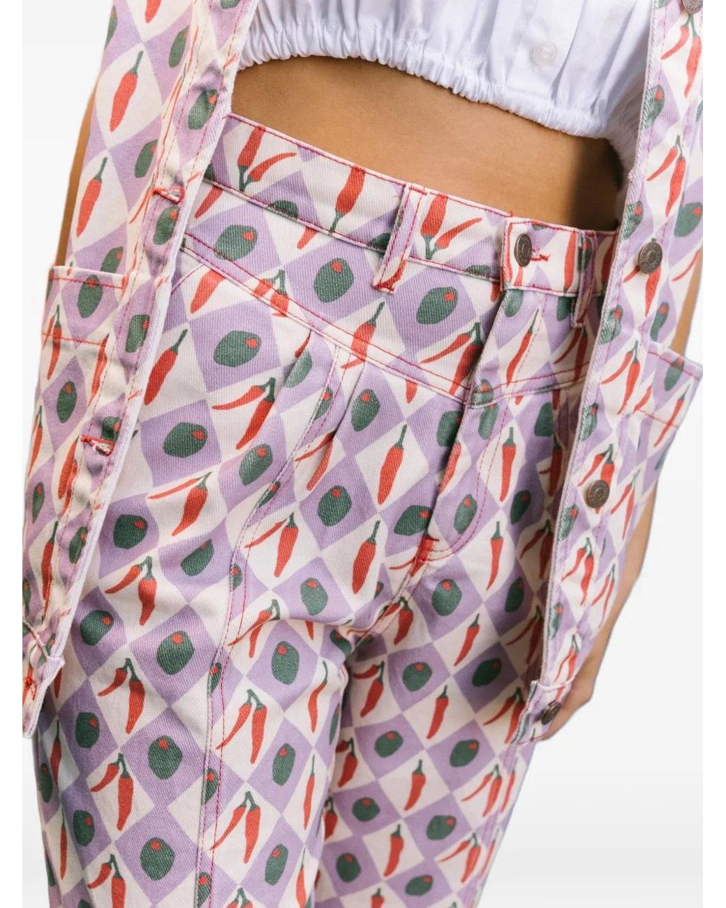 Favorite People White Formaggio Printed Trousers