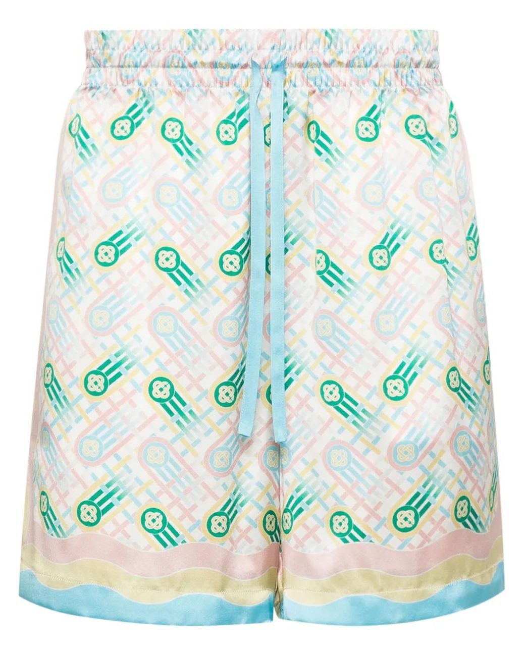 Casablanca Green Ping Pong Silk Shorts for men
