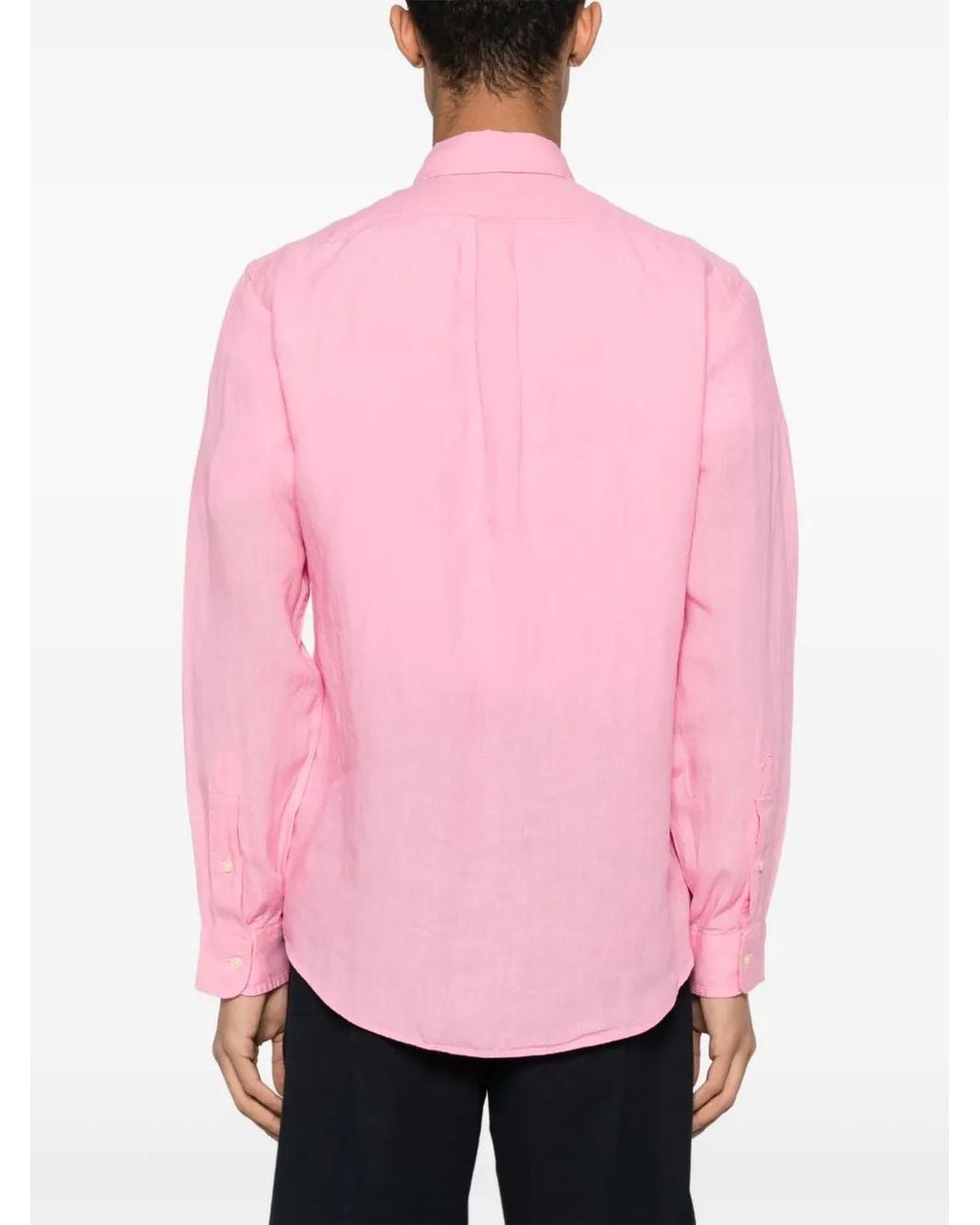 Polo Ralph Lauren Pink Polo Pony-Embroidered Linen Shirt for men