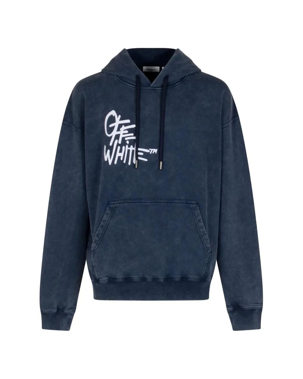 Off-White c/o Virgil Abloh Blue Acid-Wash Logo-Print Hoodie for men