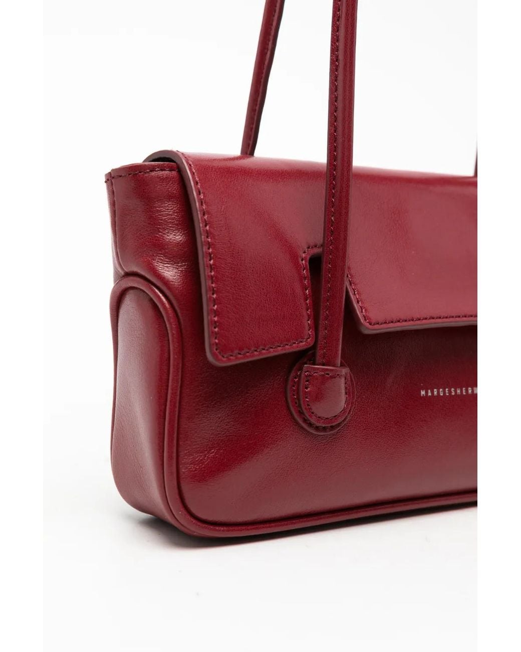 MARGE SHERWOOD Red Foldover-Top Leather Shoulder Bag