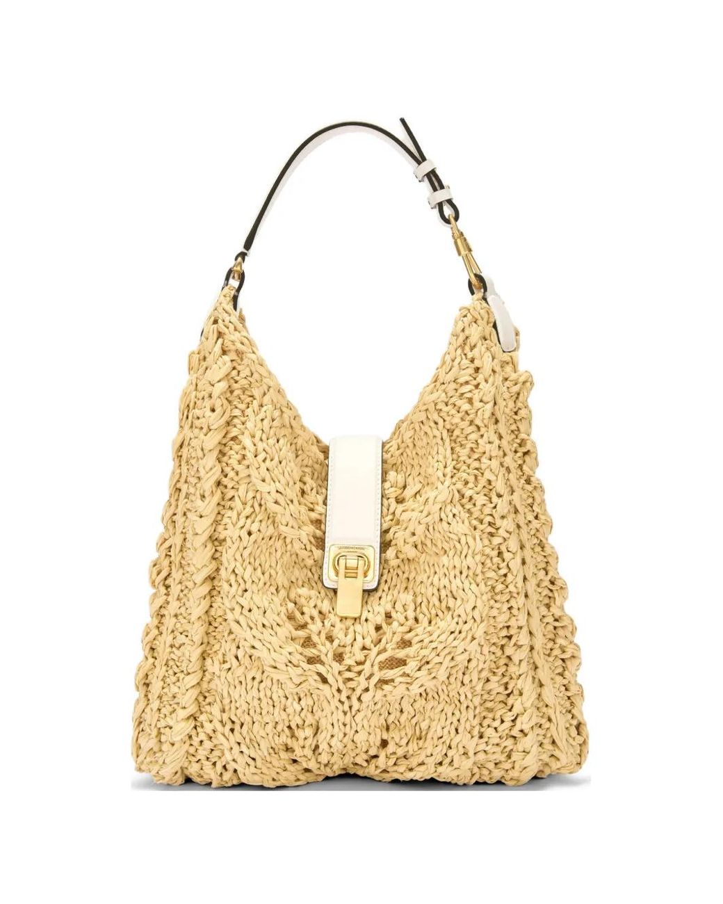 Ermanno Scervino Metallic Natural Raffia Shoulder Bag