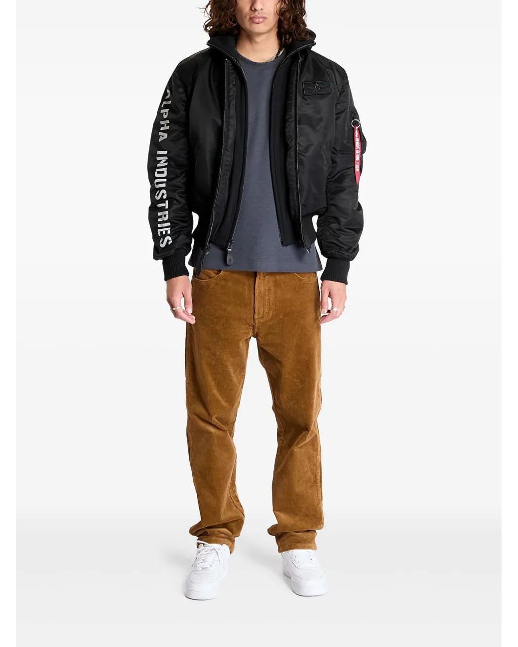 Alpha Industries Black Zip-Up Bomber Jacket for men