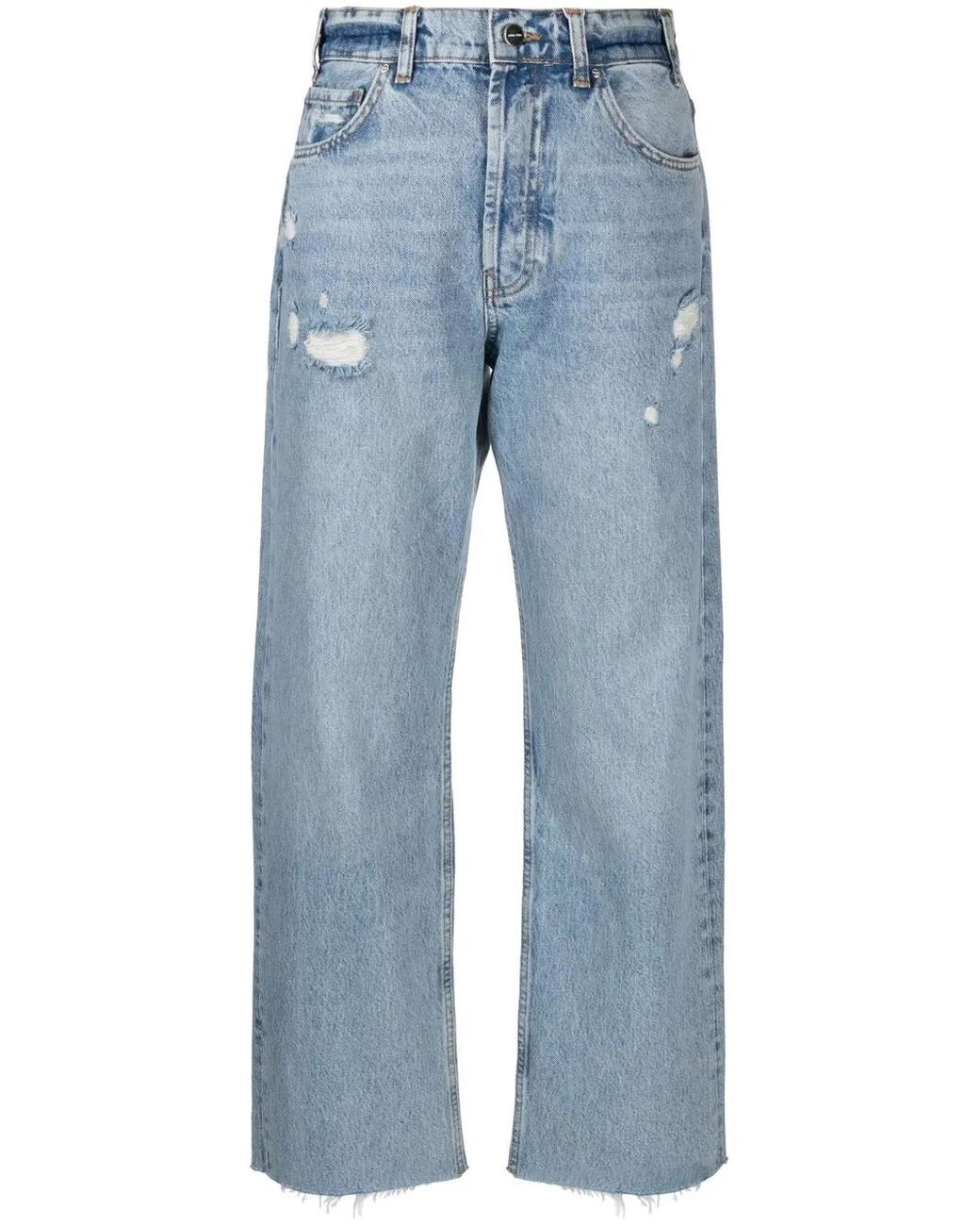 Anine Bing Blue Mid-Rise Straight-Leg Denim Jeans