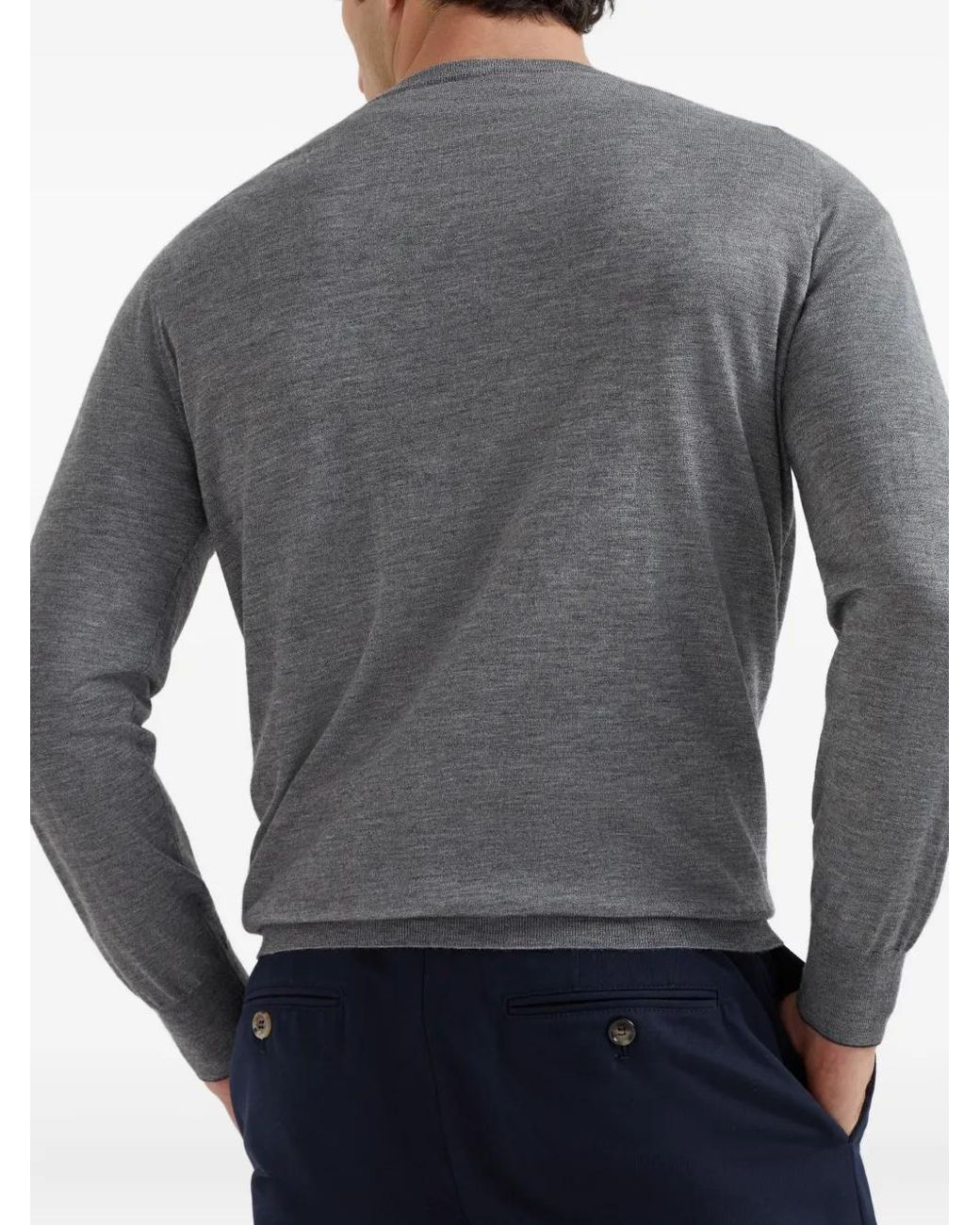 Brunello Cucinelli Gray Crew Neck Jumper for men