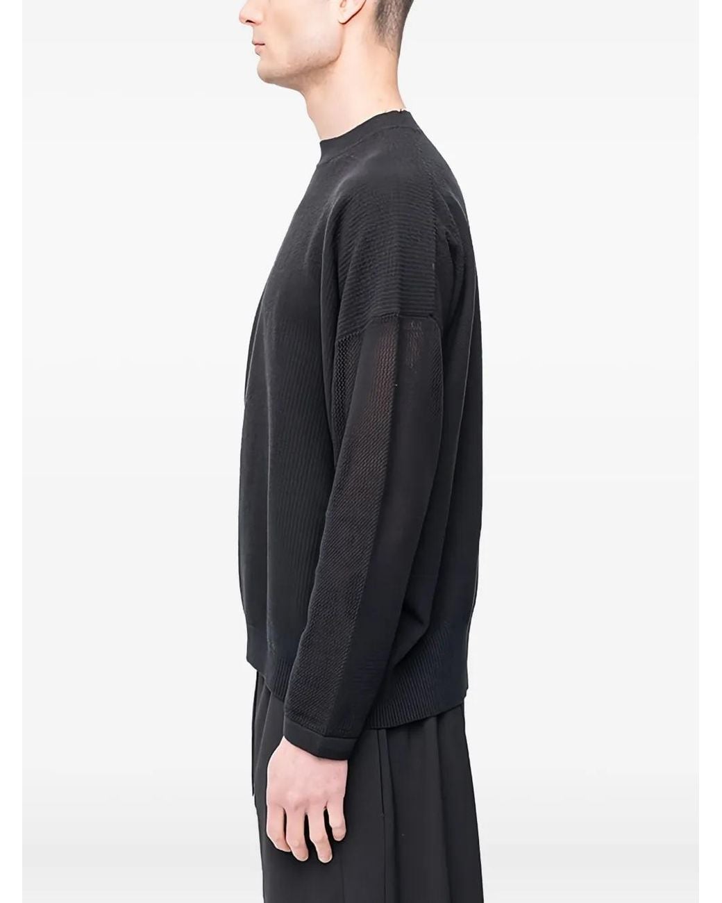 DEVOA Black Open-Knit Pullover Sweater for men