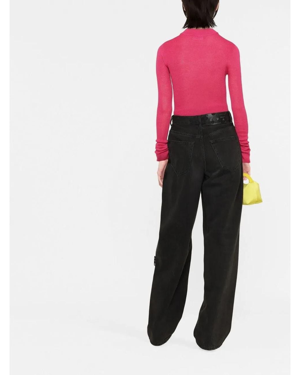 Gcds Pink Logo-Print Ribbed-Knit Sweater