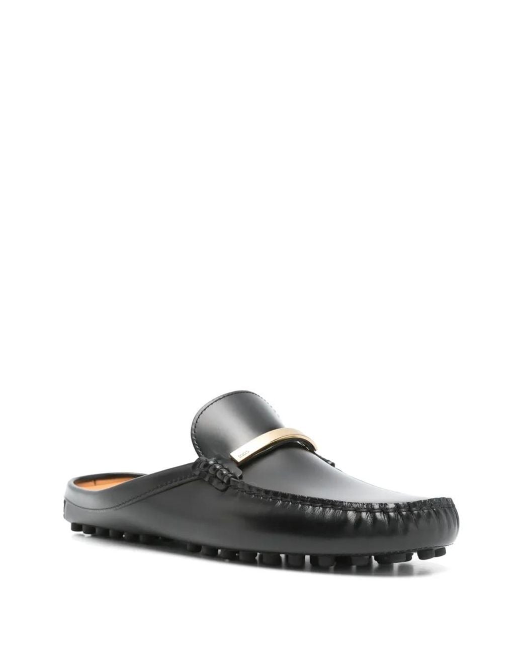 Tod's White Branded Metal Bar Leather Gommino Mules