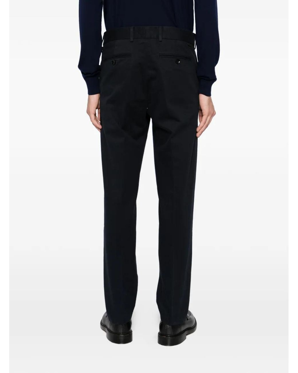 Tom Ford Blue Brushed Cotton Drill Chino Trousers With Horn Buttons for men