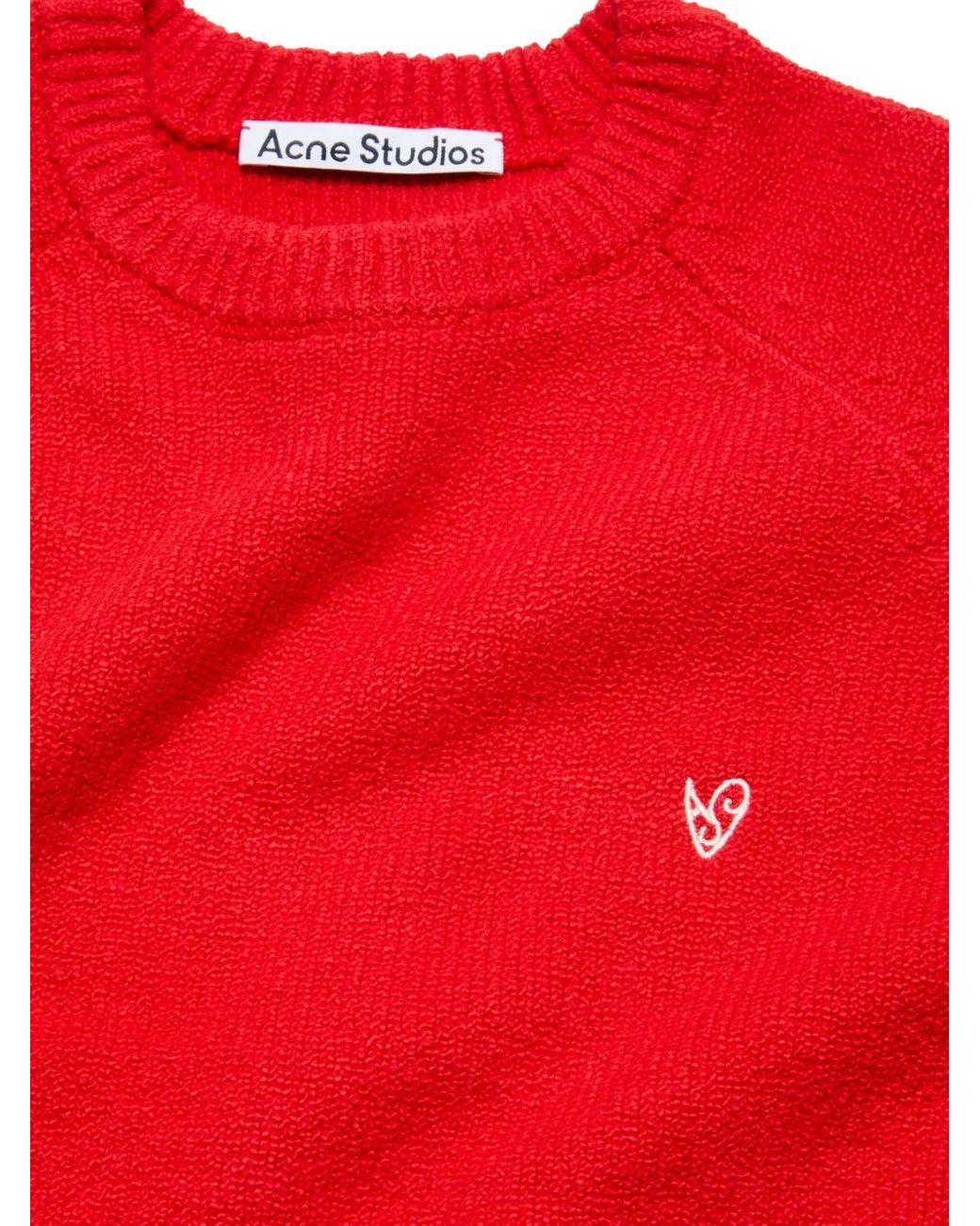 Acne Red Pocket-Detail Crew-Neck Sweater for men
