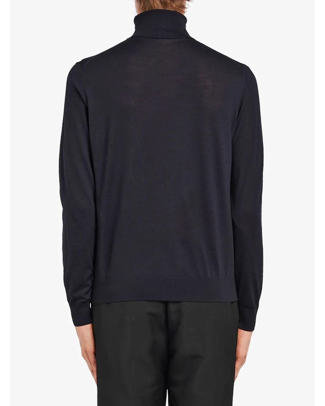Prada Blue Roll-Neck Wool Jumper for men