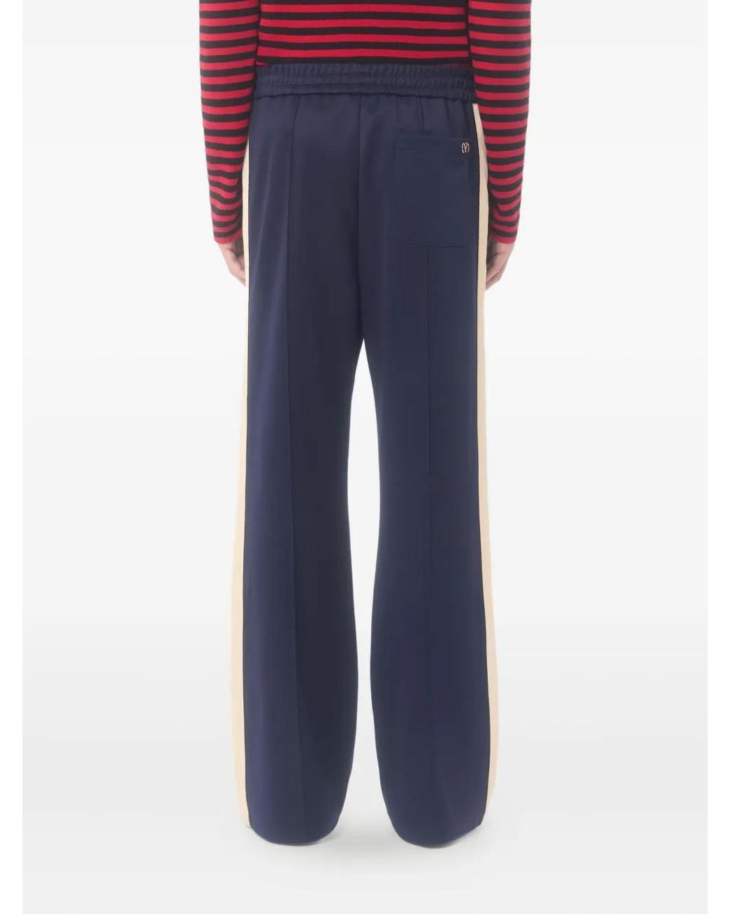 Valentino Garavani Blue Logo-Patch Side-Bands Track Pants for men