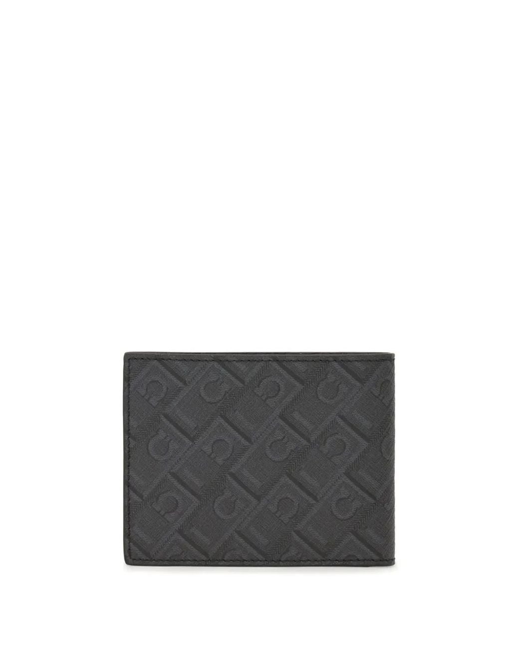 Ferragamo Gray Monogram Leather Wallet for men