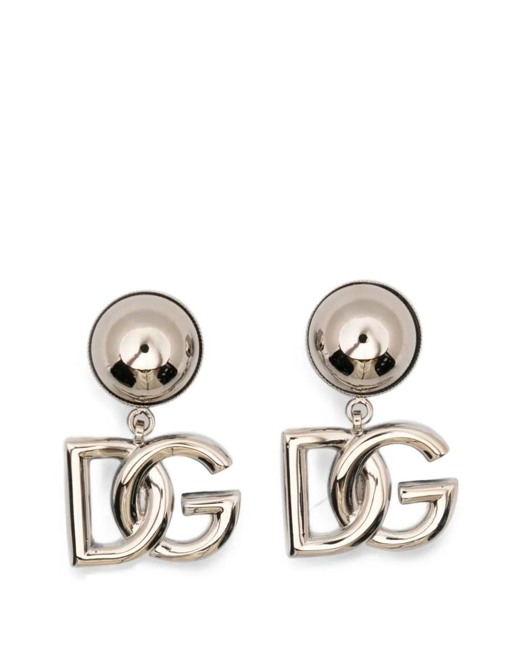 Dolce & Gabbana White Dg-Logo Drop Earrings