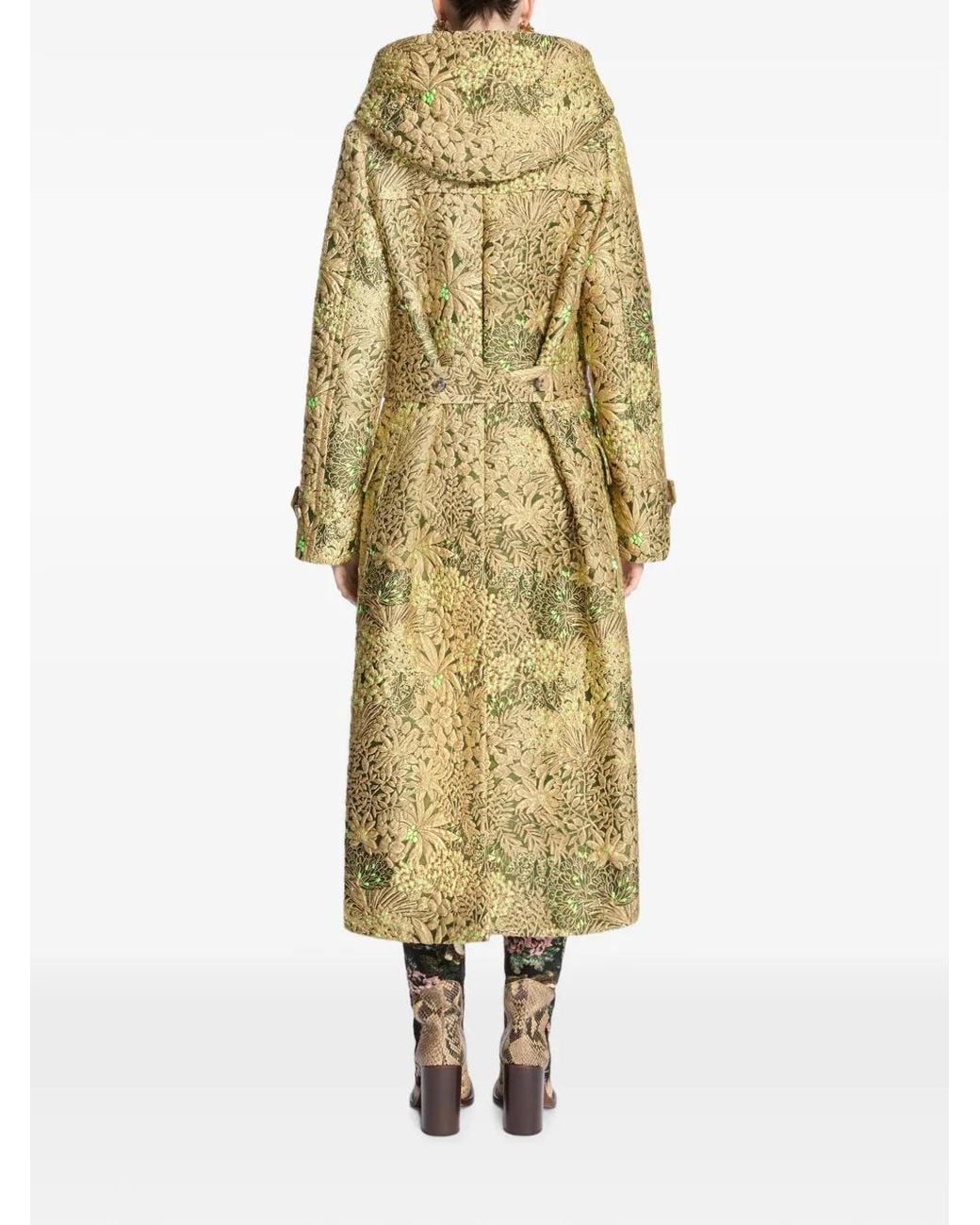 Dries Van Noten Metallic Jacquard Duffle Coat
