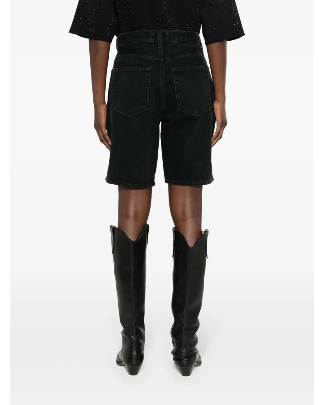 Agolde Black Vida High-Rise Denim Shorts