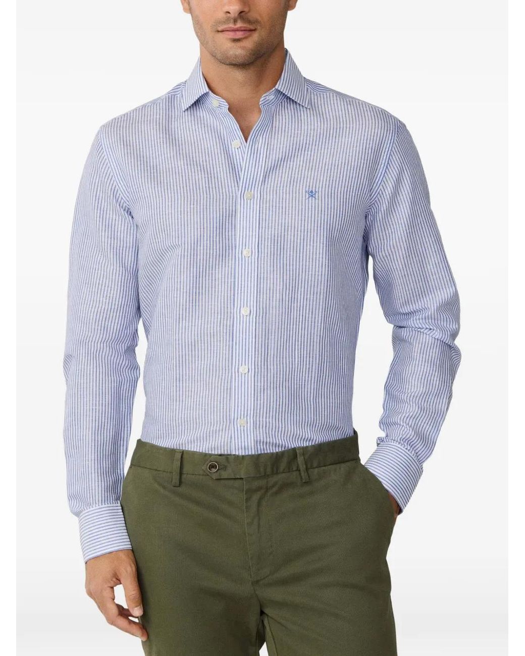 Hackett Blue Bengal-Stripe Kent-Collar Shirt for men