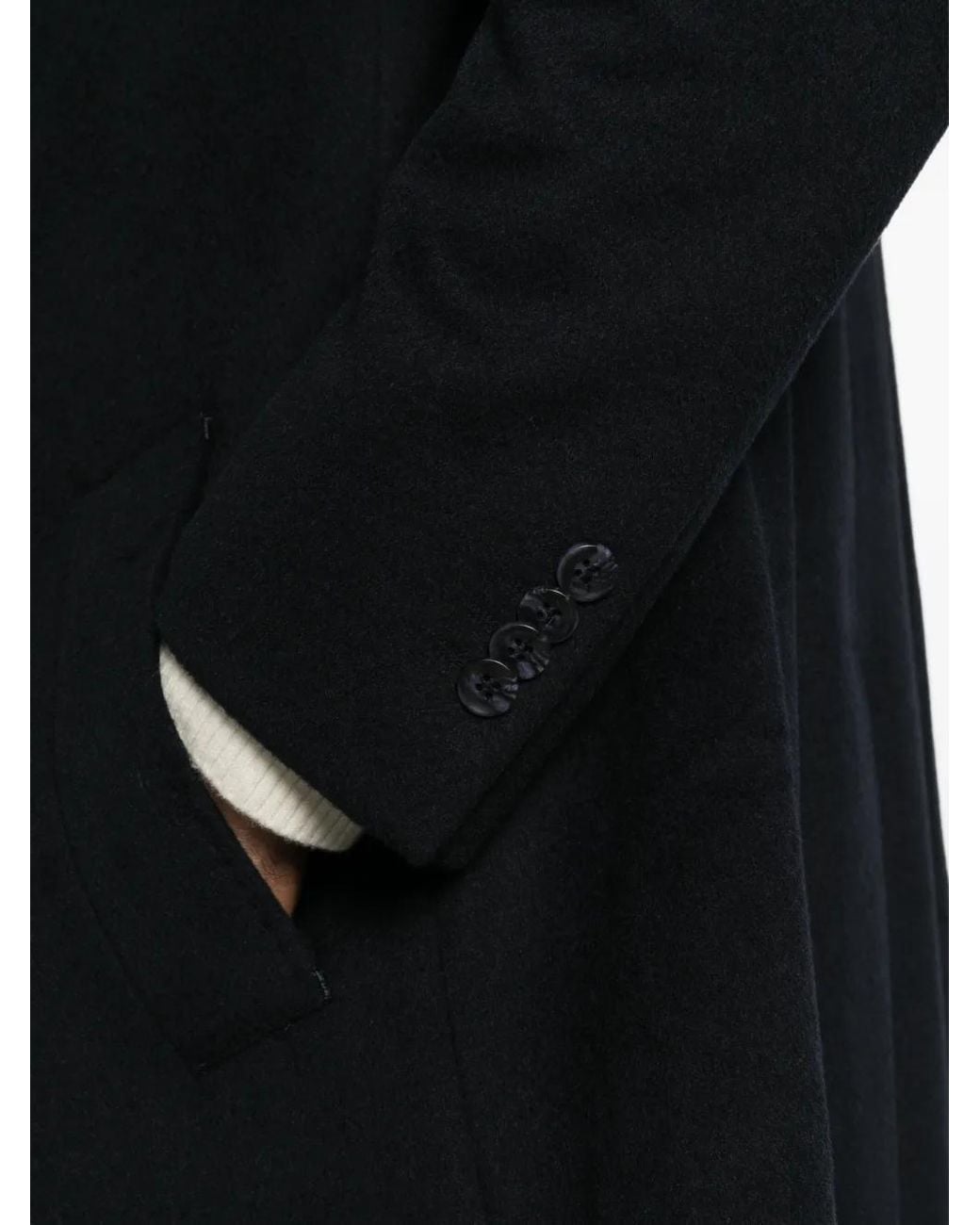 Alberto Gozzi Black Single-Breasted Notched-Lapel Coat for men